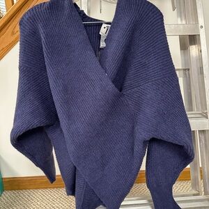 Elegant Navy Women's Poncho Sweater